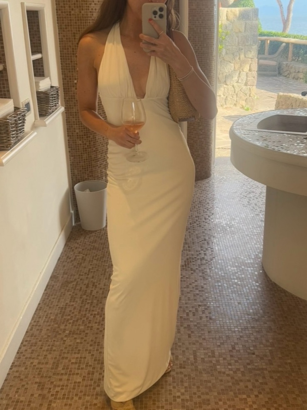 Zara Cream Maxi Skirt with Sleek High-Waist Silhouette